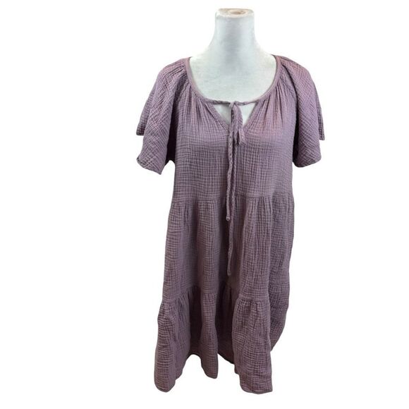 Ladies Fantastic Fawn Lavender Textured Flutter Sleeve‎ Mini Dress Size Small - Picture 4 of 10